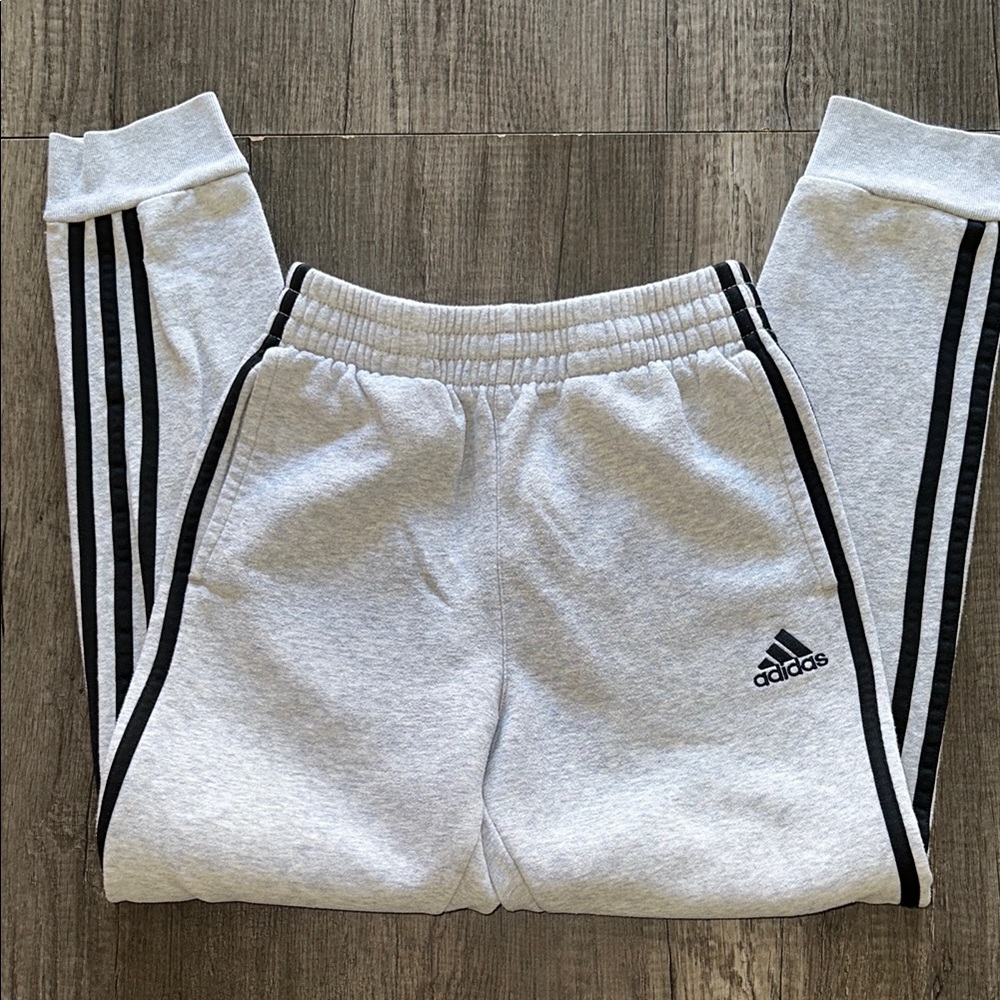adidas Gray Sweatpants with Black Stripes